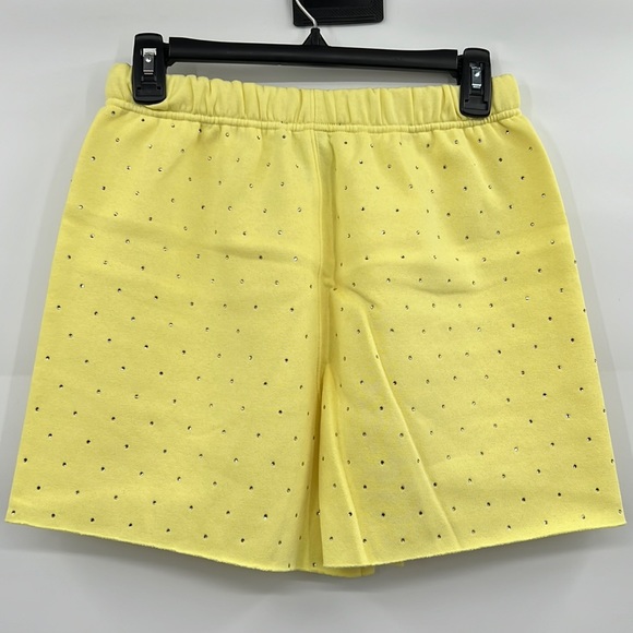 🆕Generation Love Aria Crystal Lemon Yellow Terry Shorts Choose Love New York - Picture 5 of 8